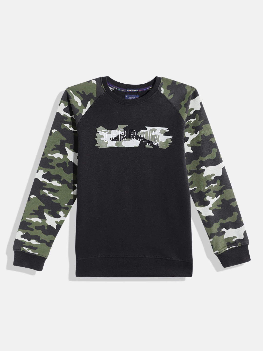 

Indian Terrain Boys Camouflage Printed Sweatshirt, Black