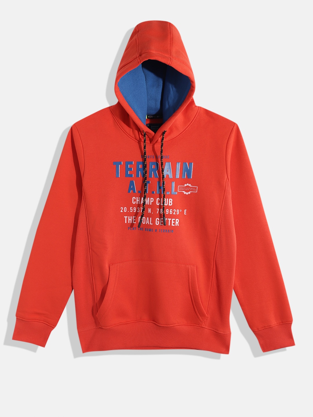 

Indian Terrain Boys Printed Hooded Sweatshirt, Red