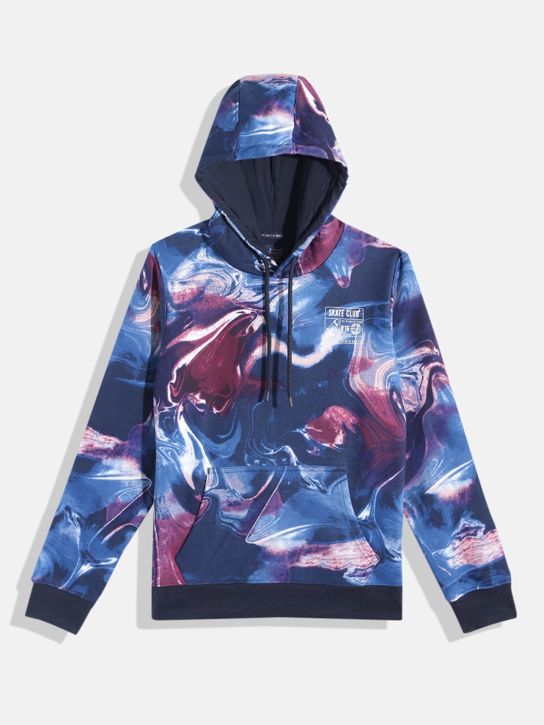 

Indian Terrain Boys Abstract Printed Hooded Sweatshirt, Blue
