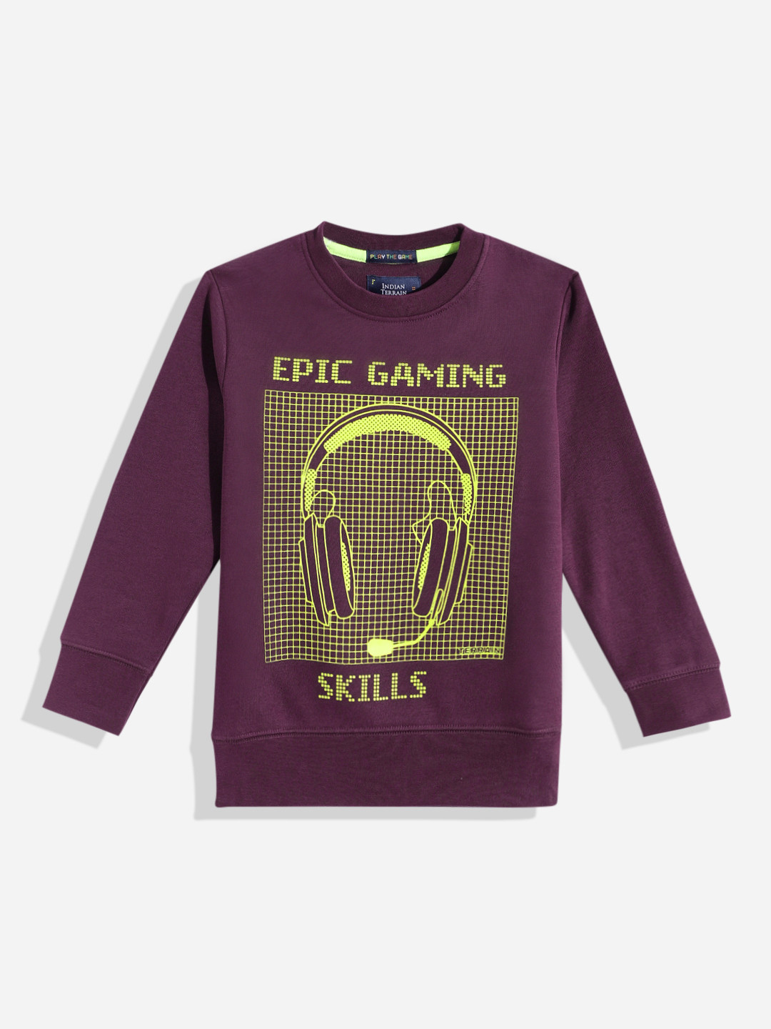 

Indian Terrain Boys Graphic Printed Sweatshirt, Burgundy