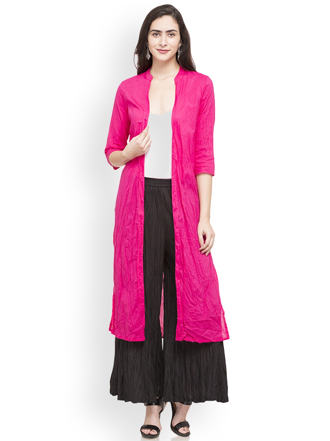 

Globus Pink Solid Open Front Shrug