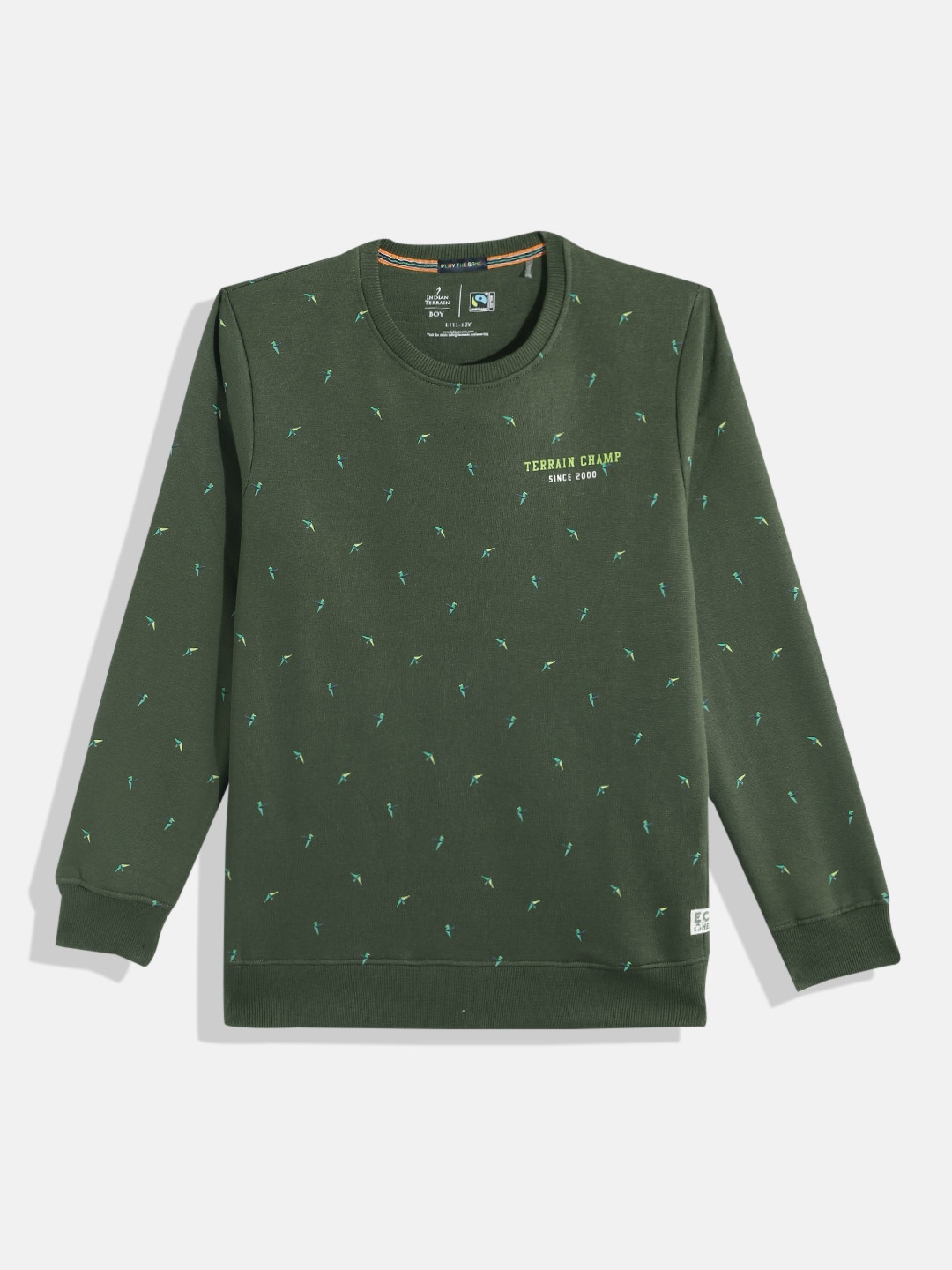 

Indian Terrain Boys Conversational Printed Sweatshirt, Olive