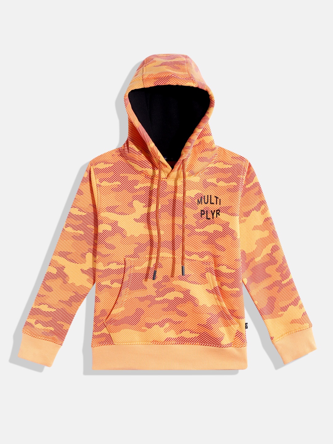 

Indian Terrain Boys Camouflage Printed Hooded Sweatshirt, Orange