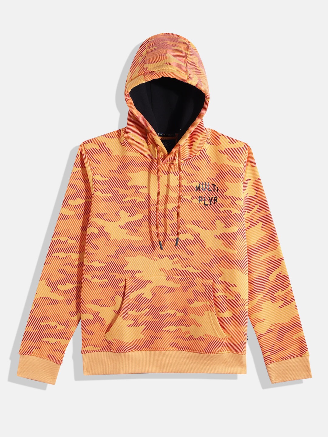 

Indian Terrain Boys Camouflage Printed Hooded Sweatshirt, Orange