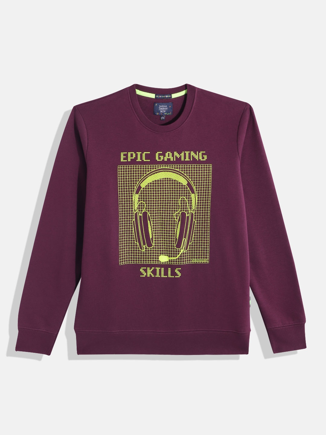 

Indian Terrain Boys Graphic Printed Sweatshirt, Burgundy
