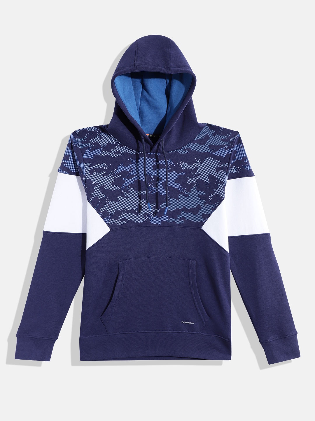 

Indian Terrain Boys Colourblocked Hooded Sweatshirt, Blue