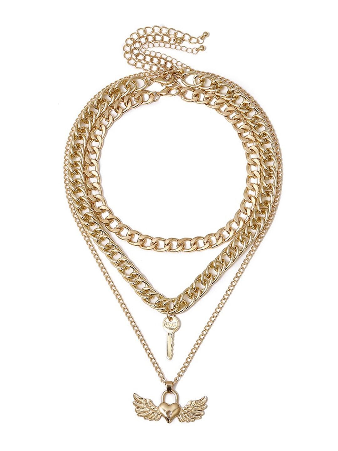 

FIMBUL Gold-Plated Angel Wings Layered Pendant Chain