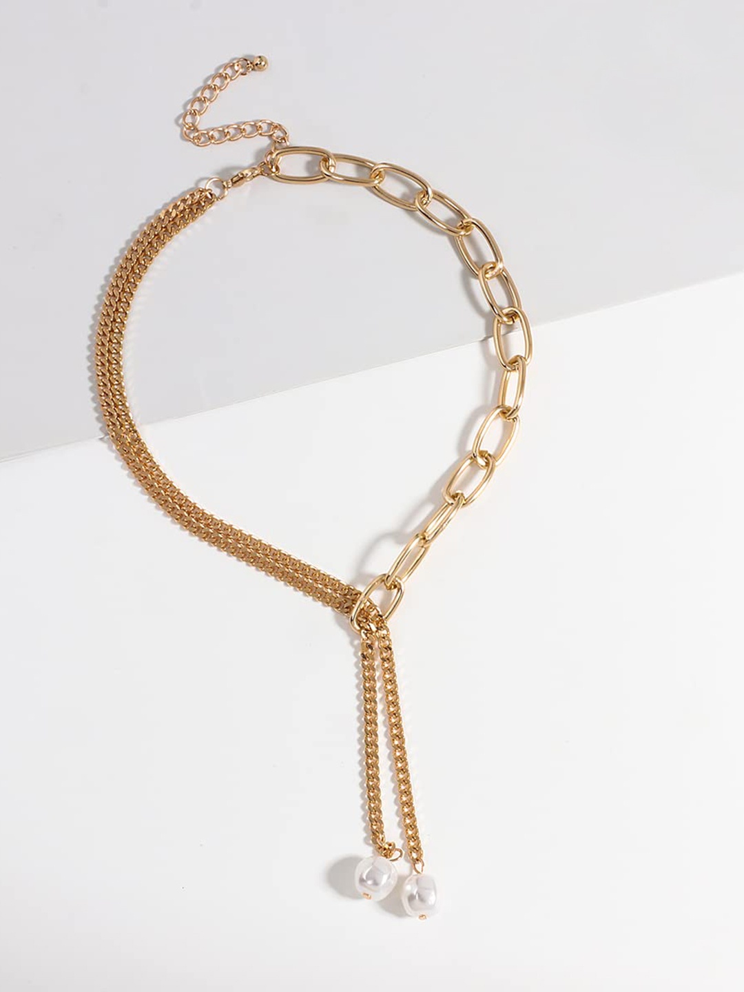 

FIMBUL Gold-Plated Hip Hop Long Faux Pearl Pendant Tassel Chain Pendant Chain
