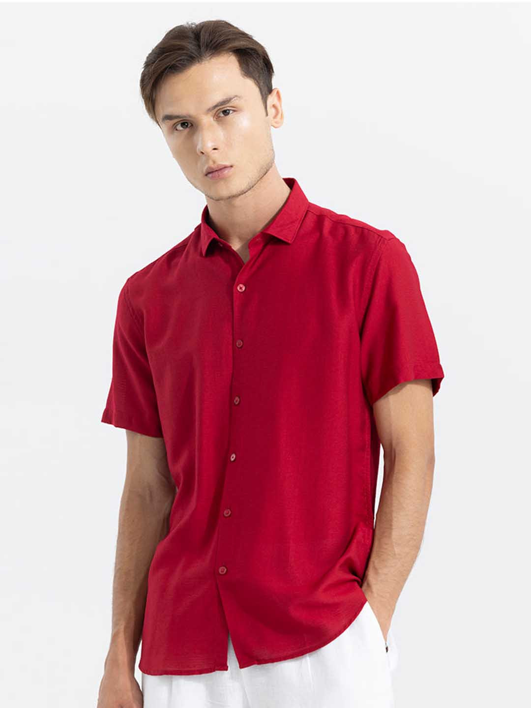 

Snitch Men Cream-Coloured Classic Opaque Casual Shirt