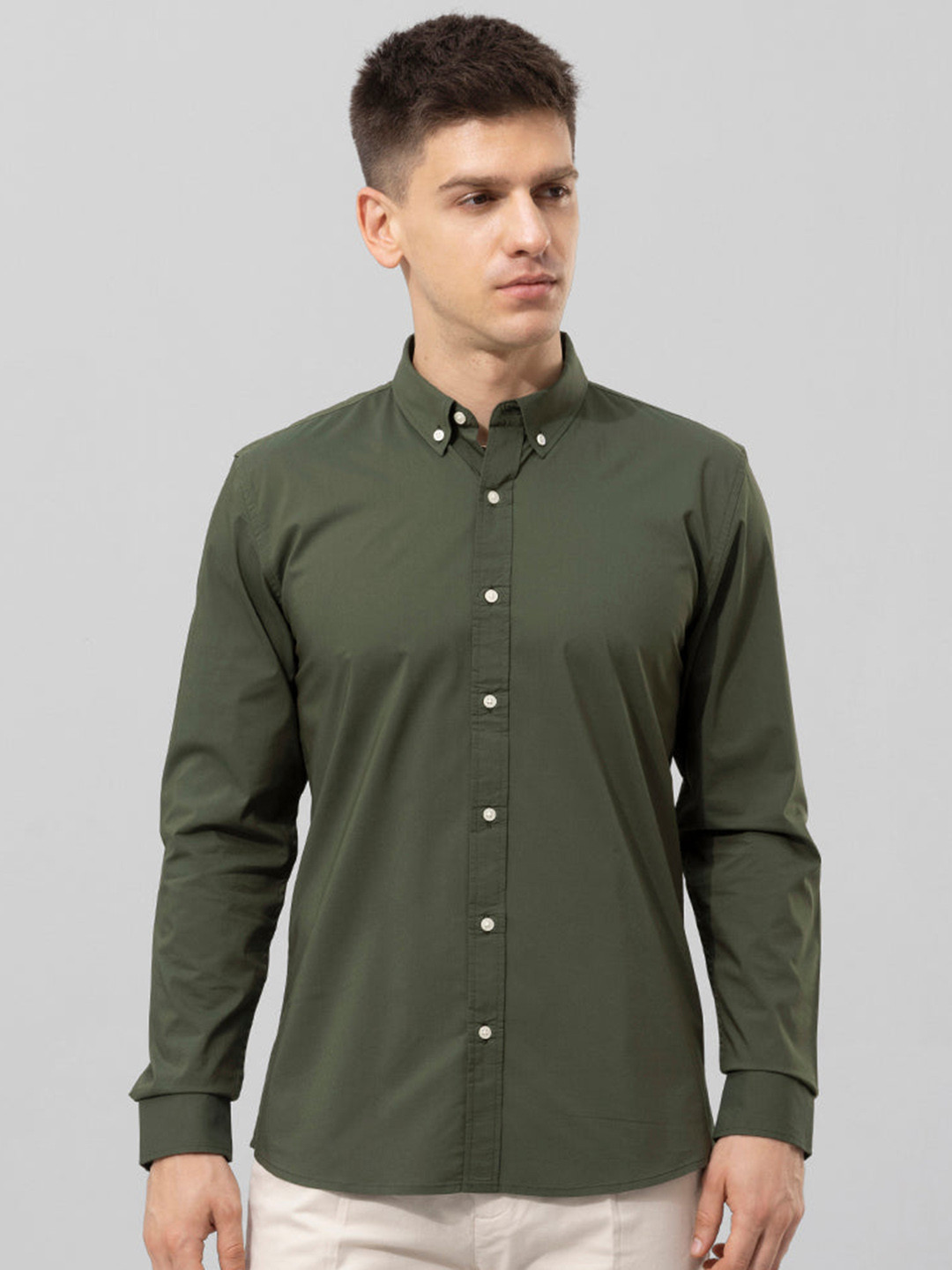 

Snitch Button-Down Collar Classic Casual Shirt, Olive