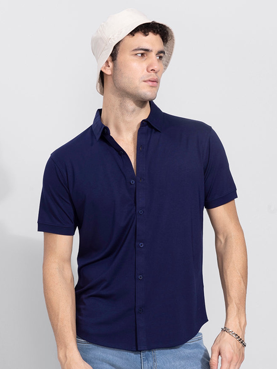 

Snitch Blue Classic Opaque Casual Shirt