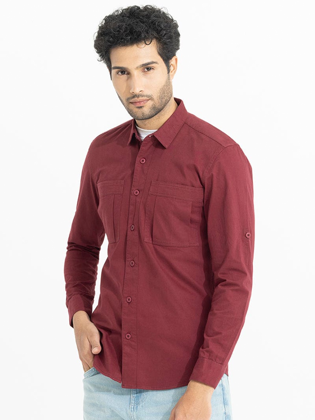 

Snitch Classic Pure Cotton Casual Shirt, Maroon