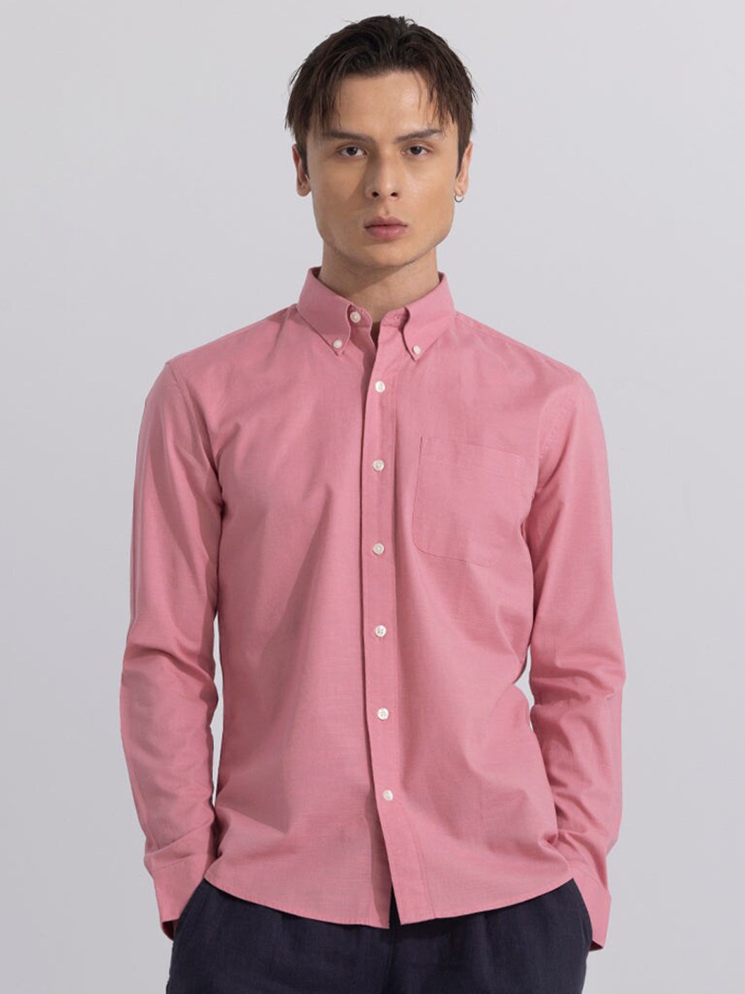 

Snitch Classic Regular Fit Button-Down Collar Long Sleeves Casual Shirt, Pink