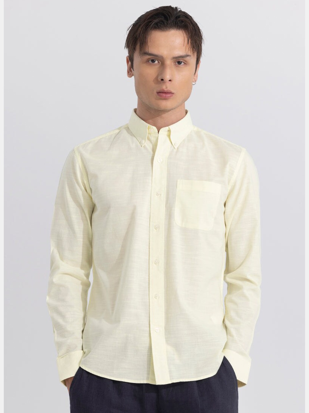

Snitch Classic Regular Fit Button-Down Collar Casual Shirt, Yellow