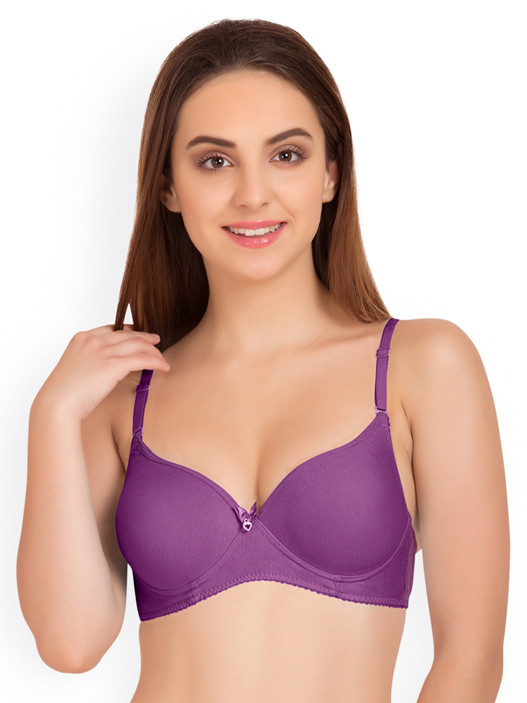 

Tweens Purple & Purple Solid Non-Wired Heavily Padded Balconette Bra TW-91520MV