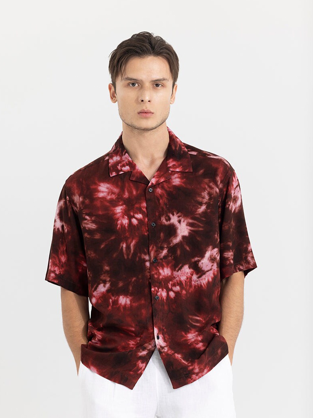 

Snitch Classic Oversized Abstract Printed Cuban Collar Casual Shirt, Multi