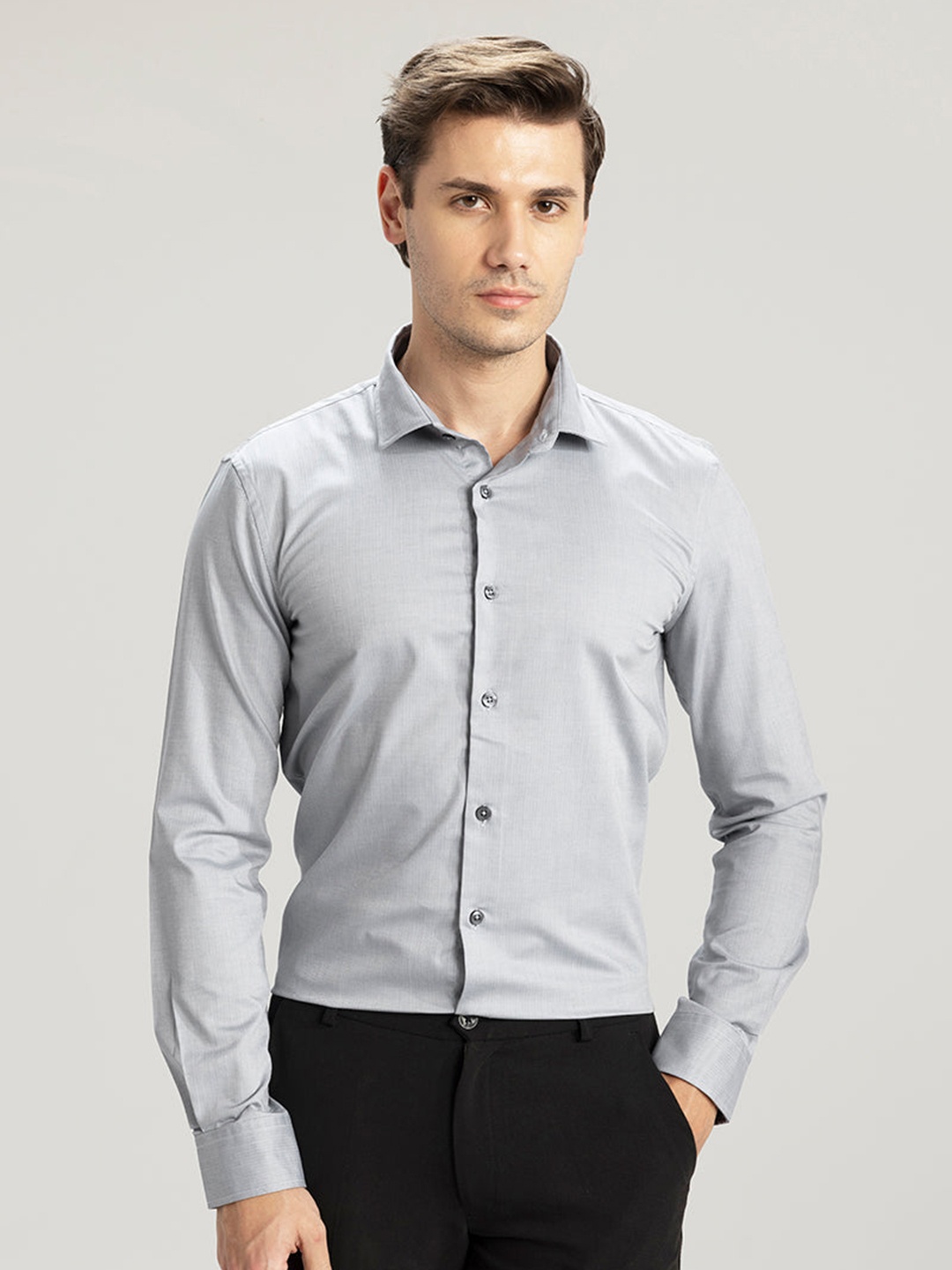 

Snitch Classic Slim Fit Pure Cotton Formal Shirt, Grey