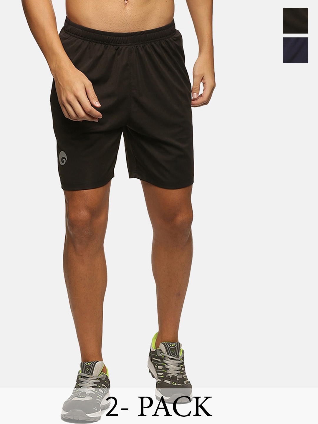 

Omtex Men Pack Of 2 Mid Rise Sports Shorts, Brown