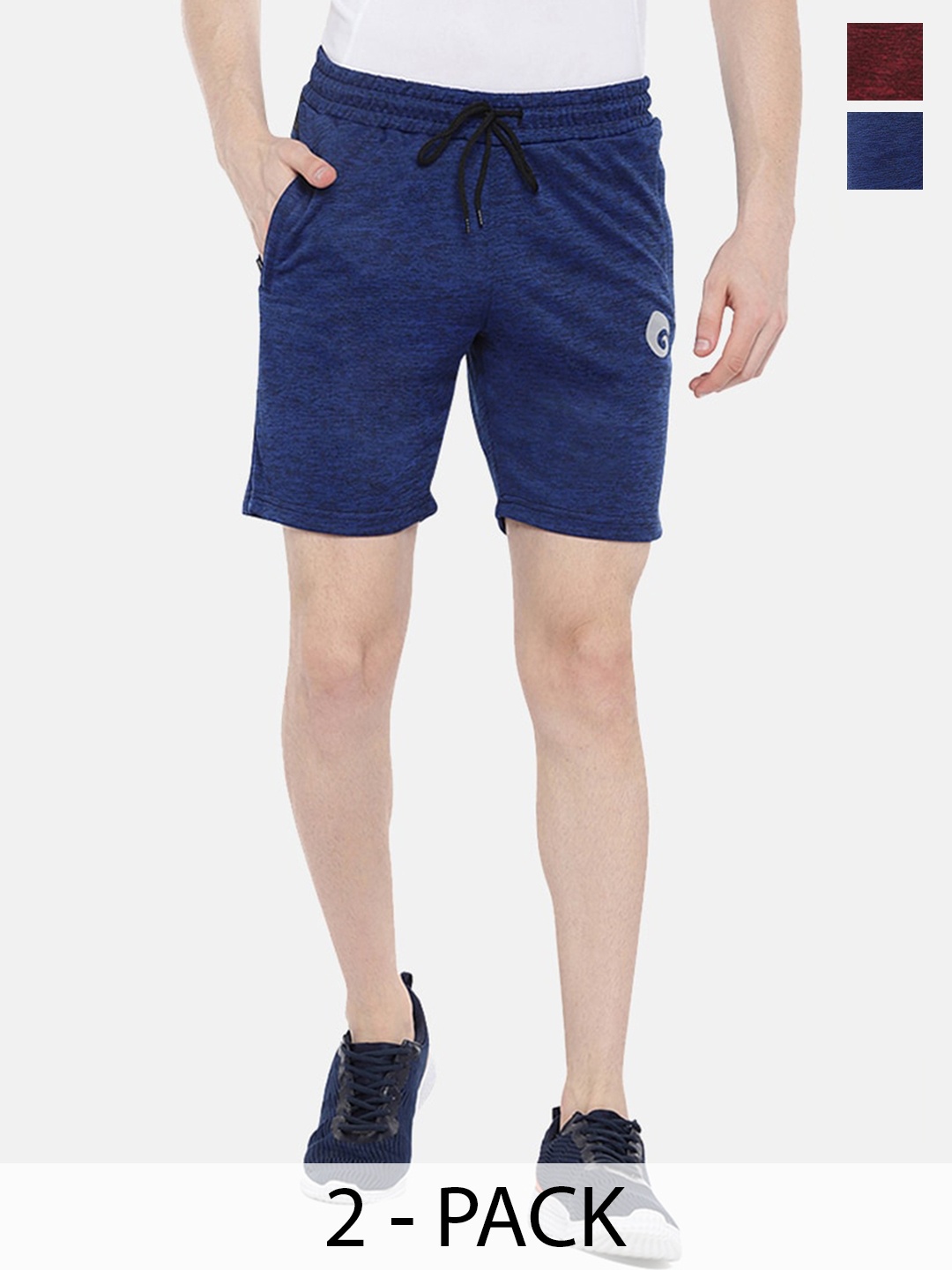 

Omtex Men Pack Of 2 Mid Rise Sports Shorts, Maroon