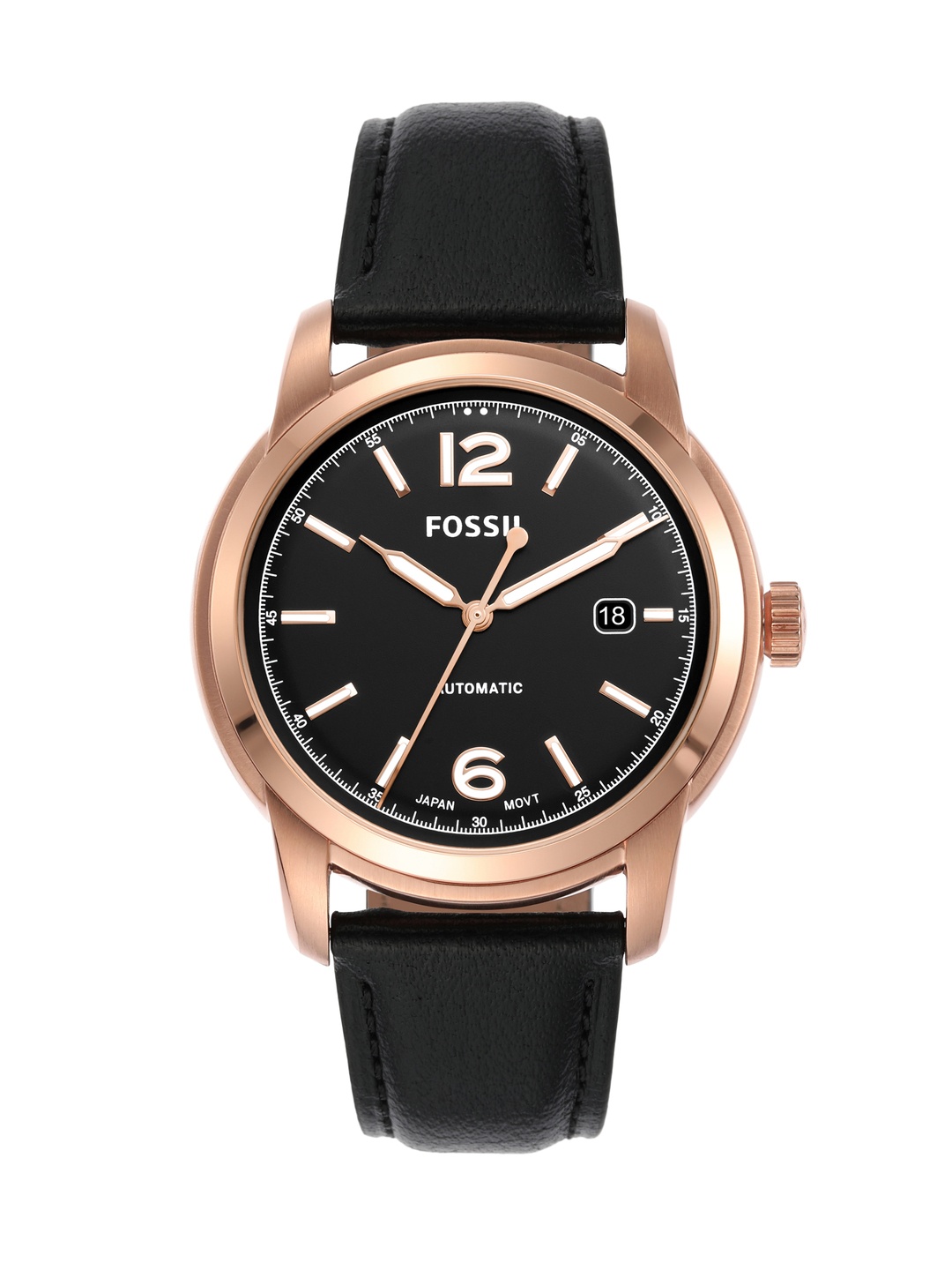 

Fossil Men Stainless Steel Dial Leather Straps Analogue Reset Time Watch ME3222, Black