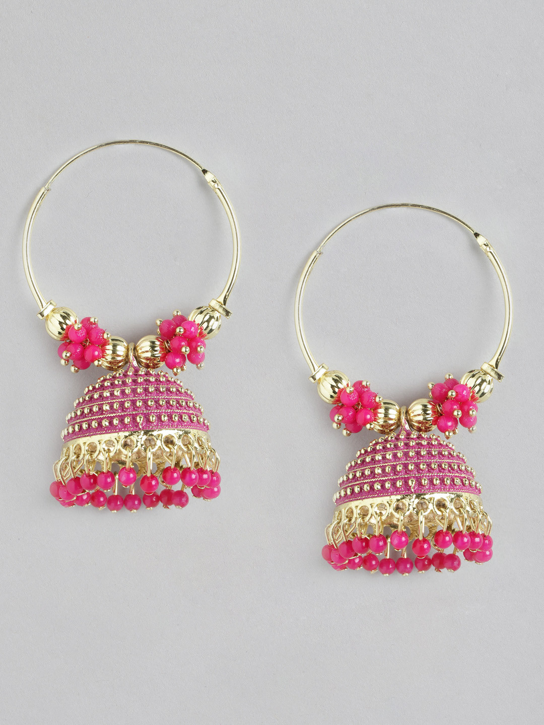 

PARIS HAMILTON Gold-Plated Dome Shaped Jhumkas, Pink