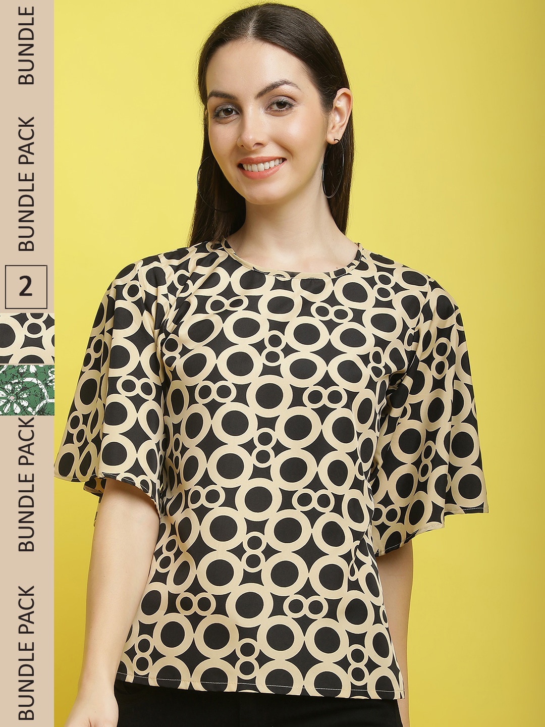 

Poshyaa Pack Of 2 Printed Top, Black