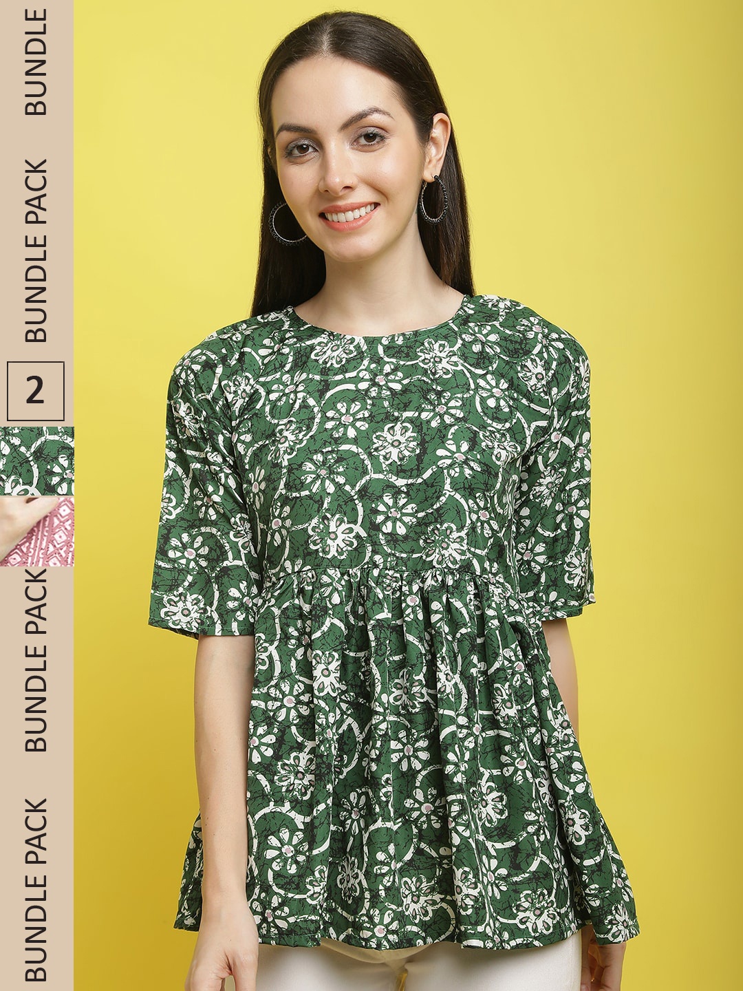 

Poshyaa Pack Of 2 Printed Top, Green
