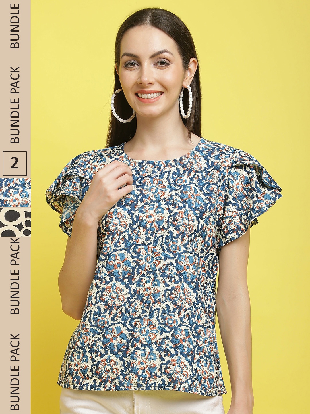 

Poshyaa Pack Of 2 Printed Top, Blue