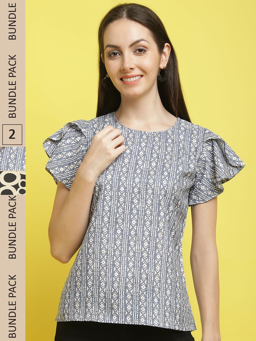 

Poshyaa Pack Of 2 Printed Top, Grey