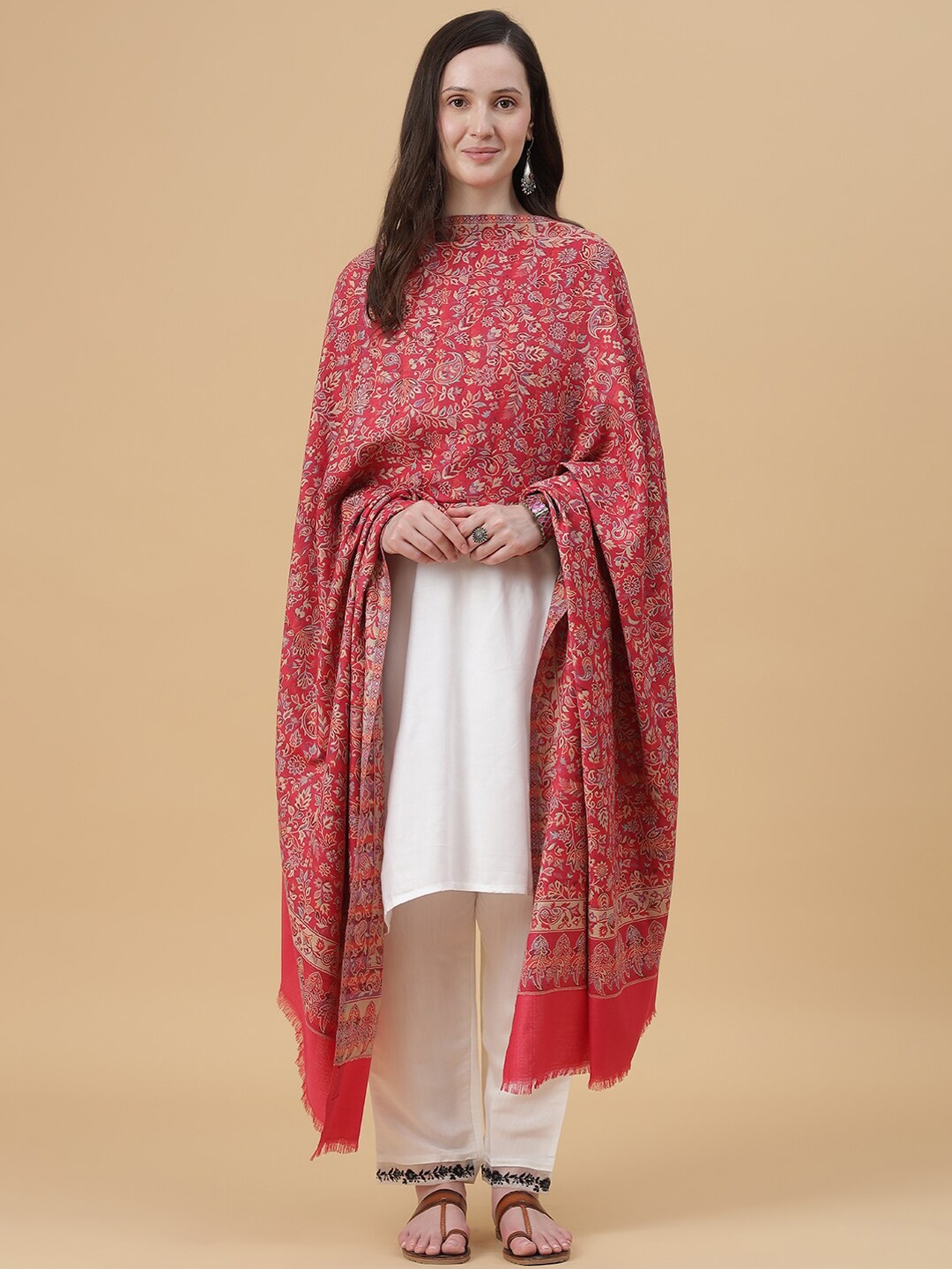 

Zamour Floral Kani Woven Design Shawl, Pink