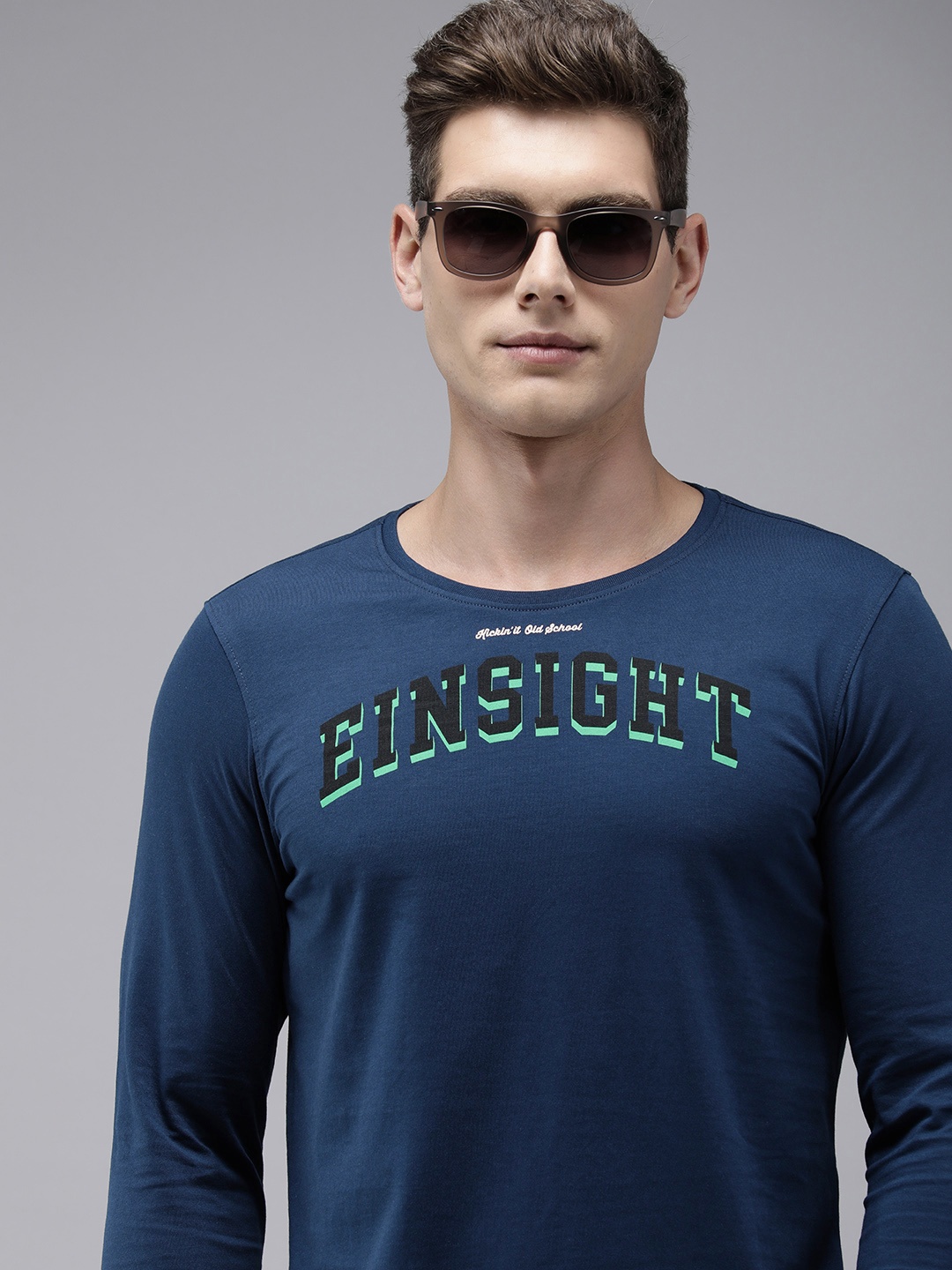 

SPYKAR Typography Printed Slim Fit T-shirt, Blue