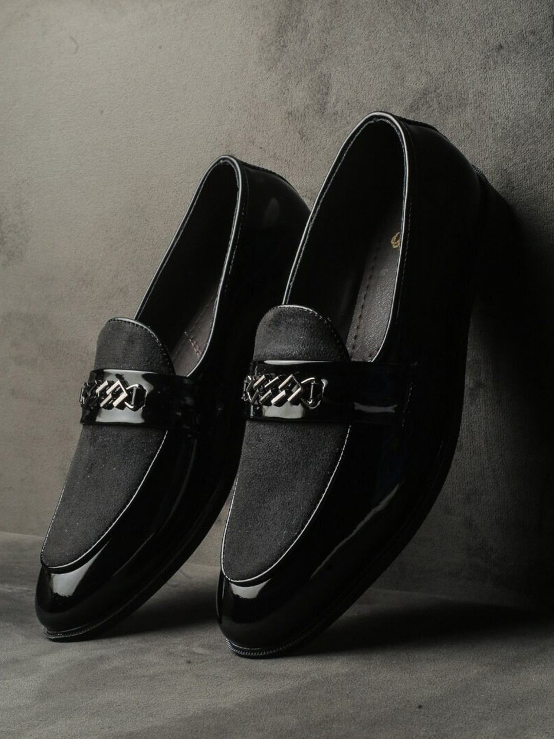 

SHOZANIA Men Leather Formal Horsebit Loafers, Black