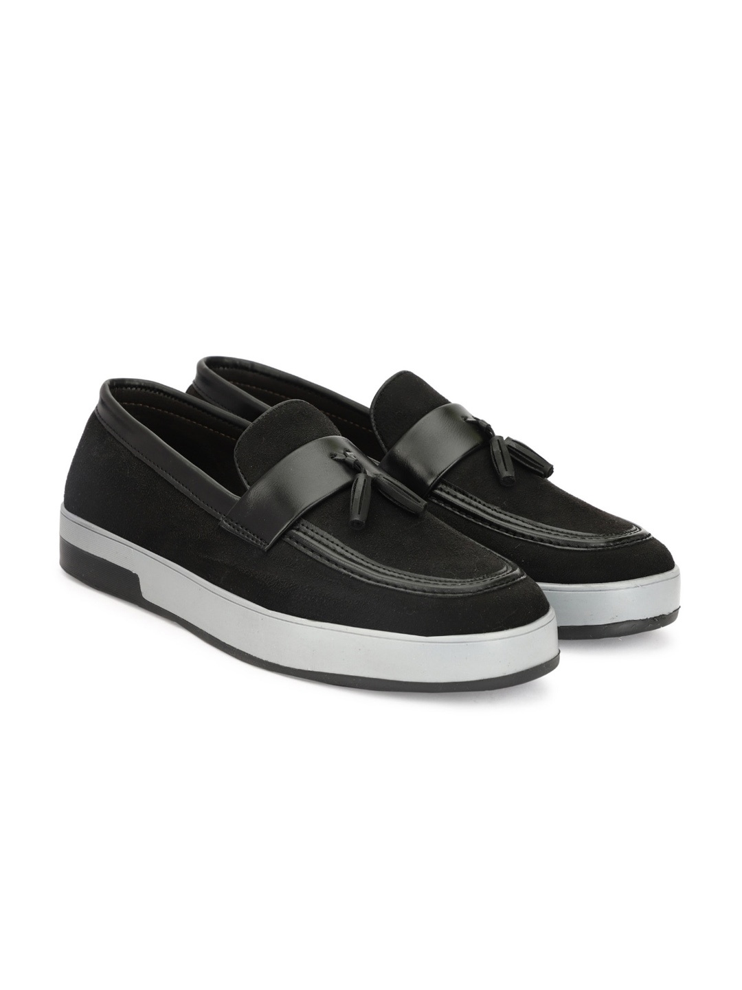 

SHOZANIA Men Round Toe Tassel Loafers, Black
