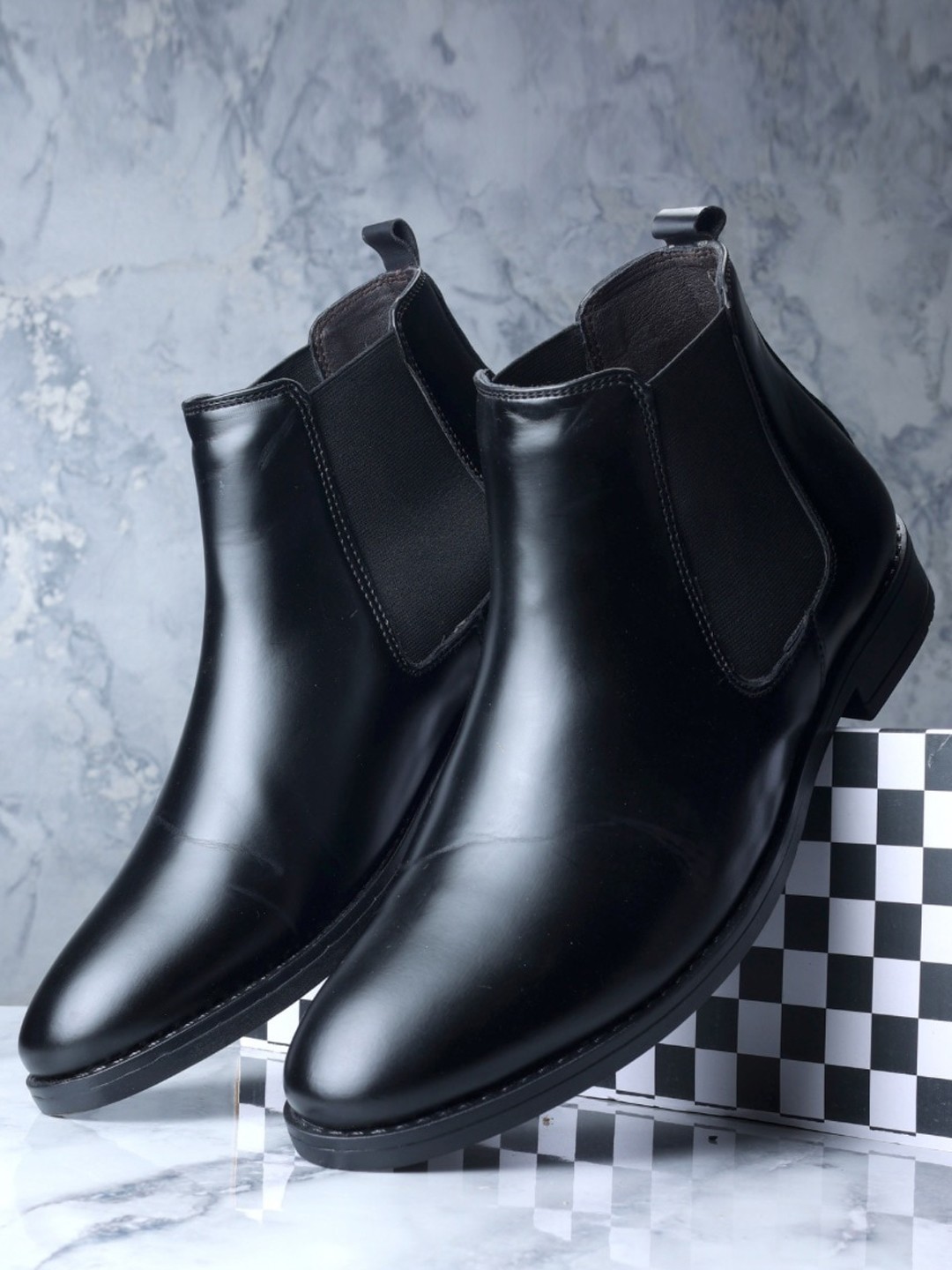 

SHOZANIA Men Mid Top Chelsea Boots, Black