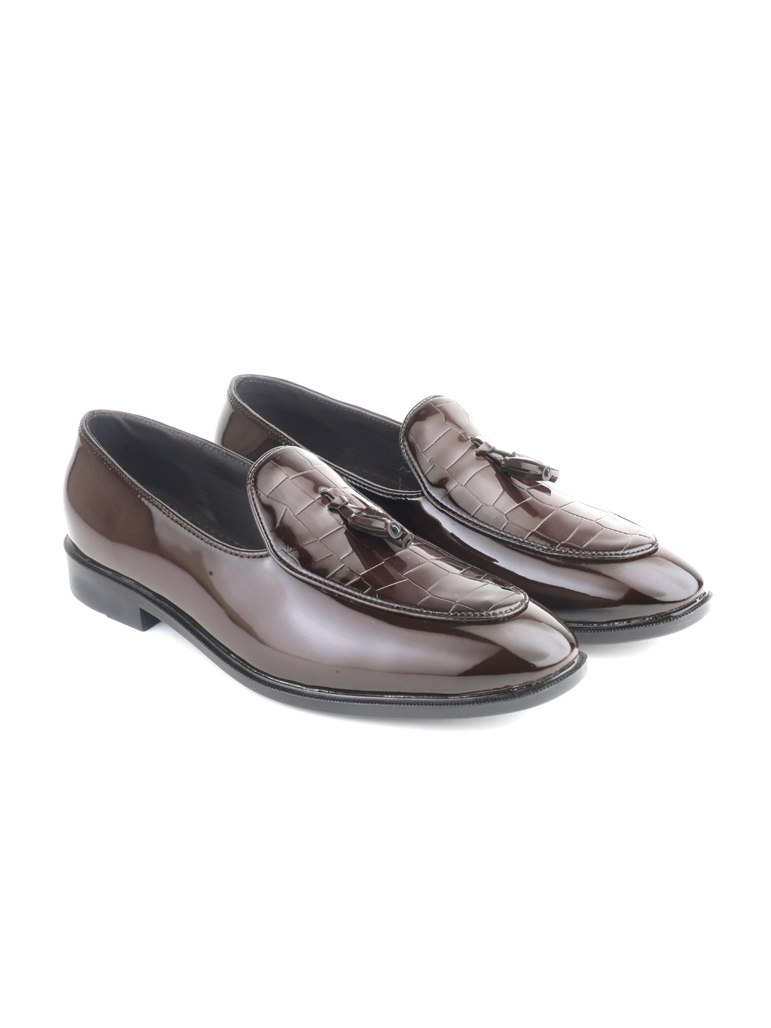 

SHOZANIA Men Leather Formal Tassel Loafers, Brown