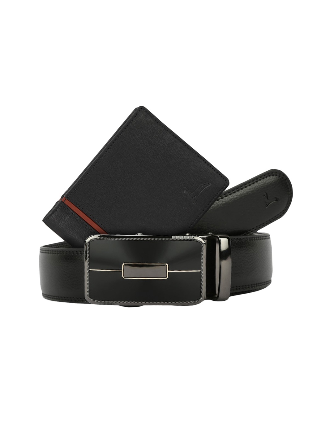 

Pacific Gold Men Genuine Leather Belt & Wallet Accessory Gift Set, Black