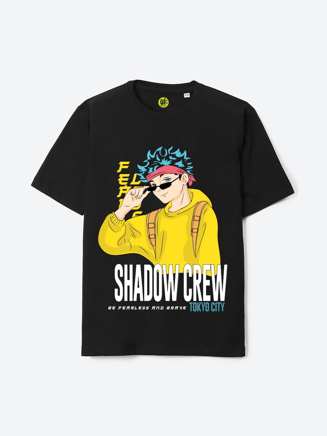 

YK Graphic Printed Oversized Fit Pure Cotton T-Shirt, Black