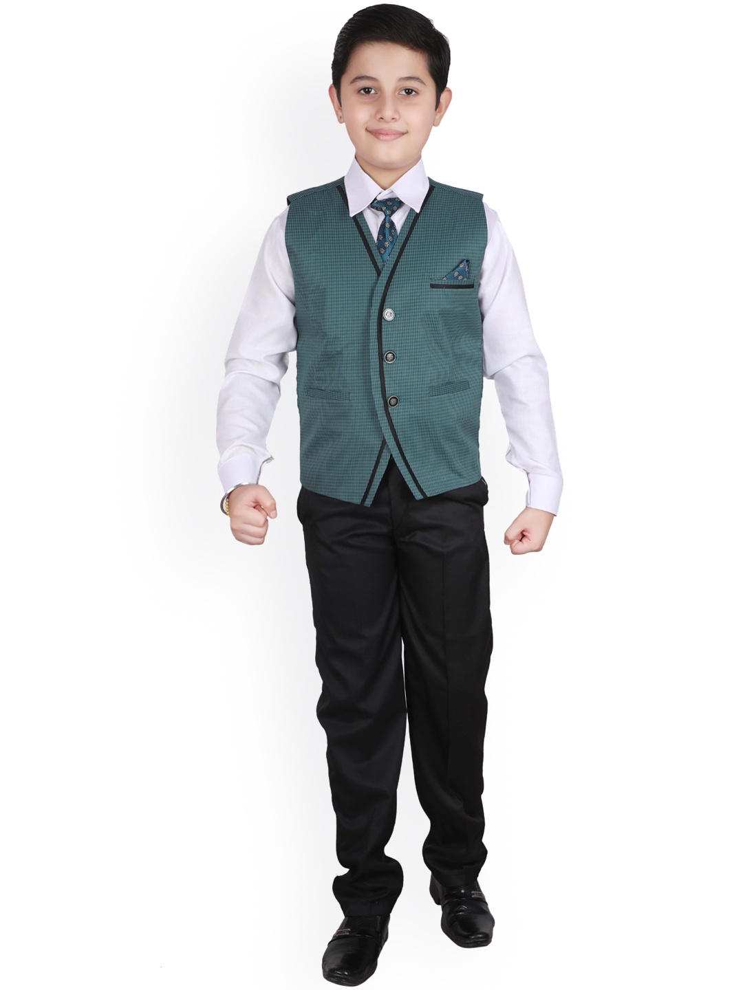 

Pro-Ethic STYLE DEVELOPER Boys Self Design Cotton 3-Pcs Suit, Green