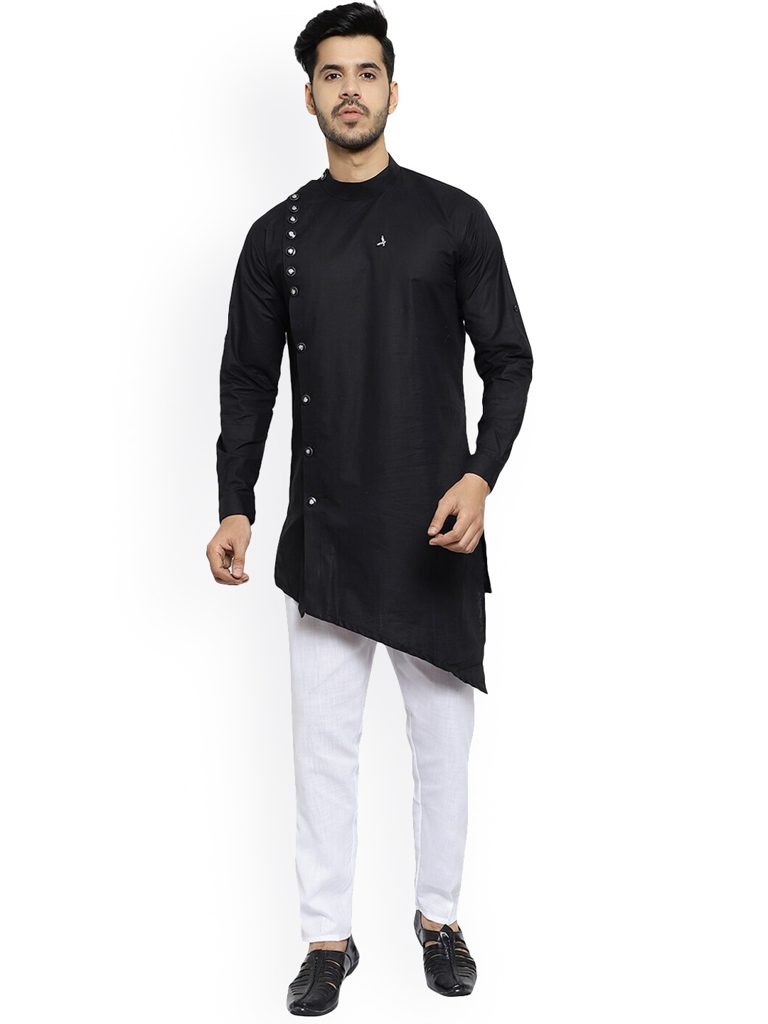 

Pro-Ethic STYLE DEVELOPER Band Collar Regular Pure Cotton Kurta With Pyjamas, Black