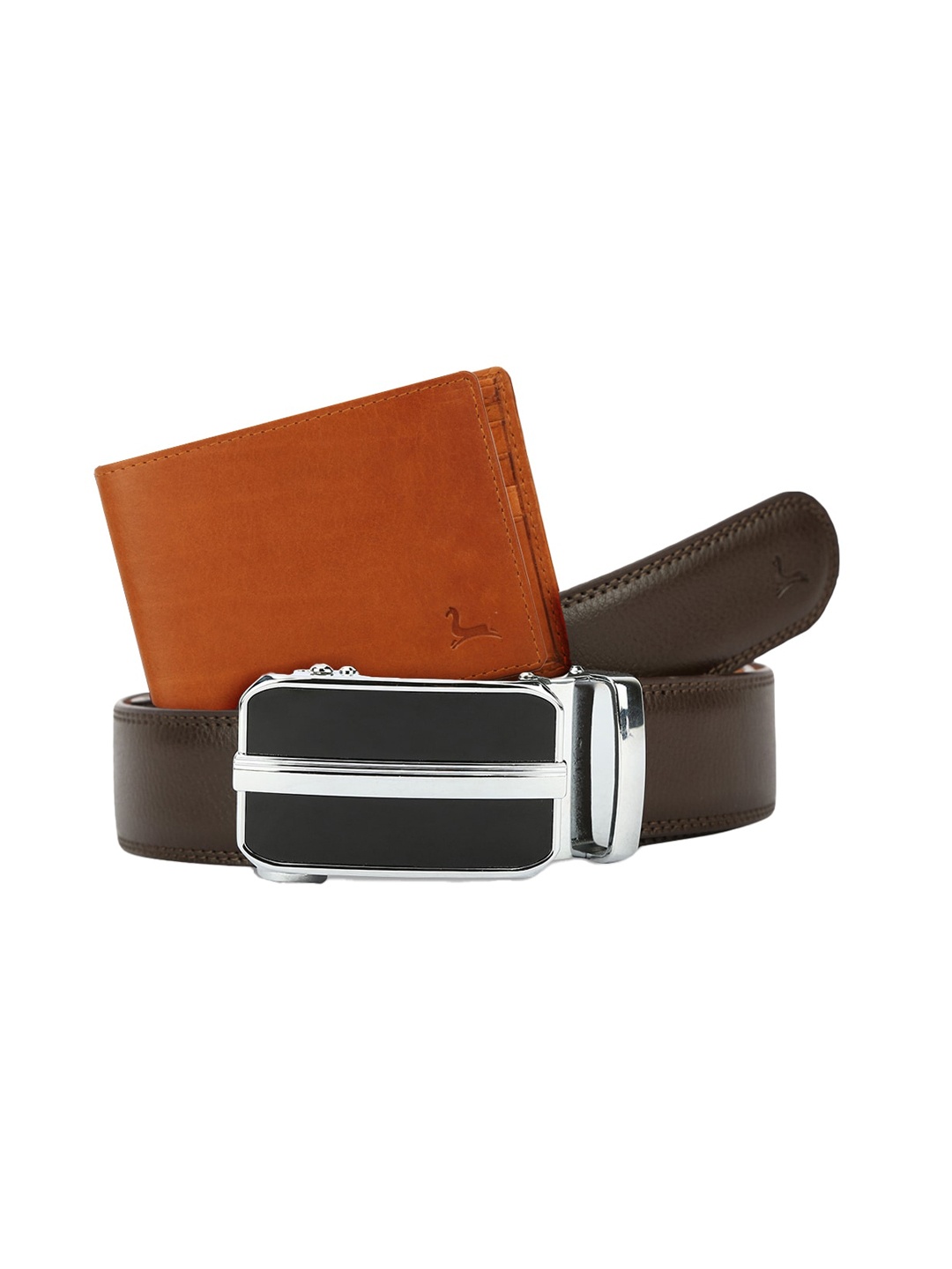 

Pacific Gold Men Genuine Leather Belt and Bi-Fold Wallet Gift Set, Brown