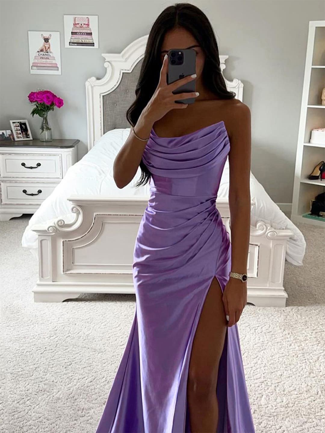 

StyleCast Purple Off Shoulder Pleated Maxi Dress