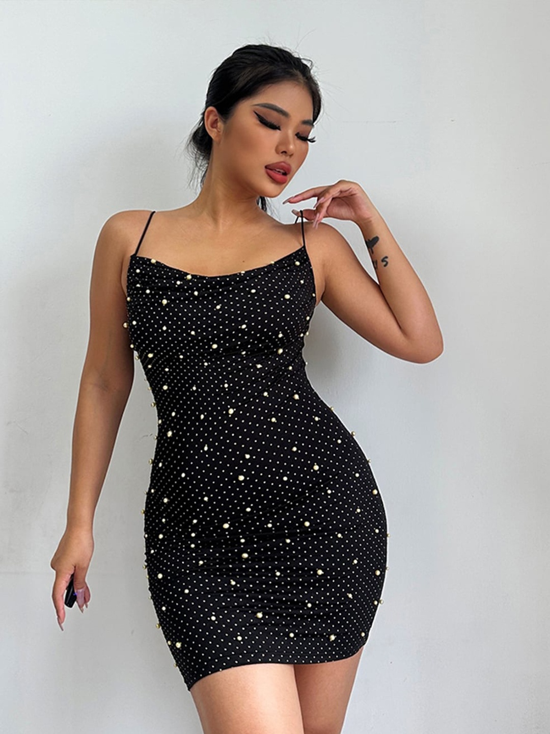 

StyleCast Black Embellished Bodycon Mini Dress