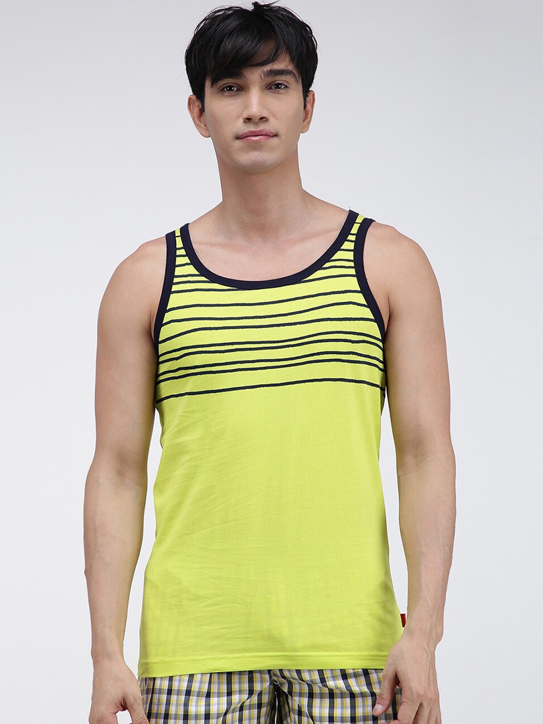 

Zoiro Striped Cotton Bio-Polished Innerwear Basic Vest, Yellow