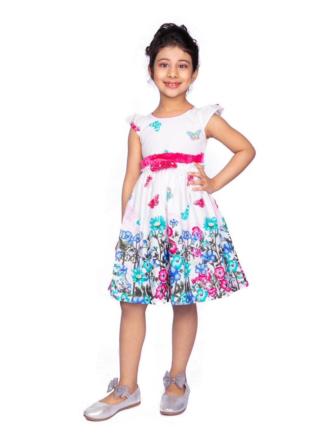 

Peppermint Girls Floral Printed Fit & Flare Dress, Pink