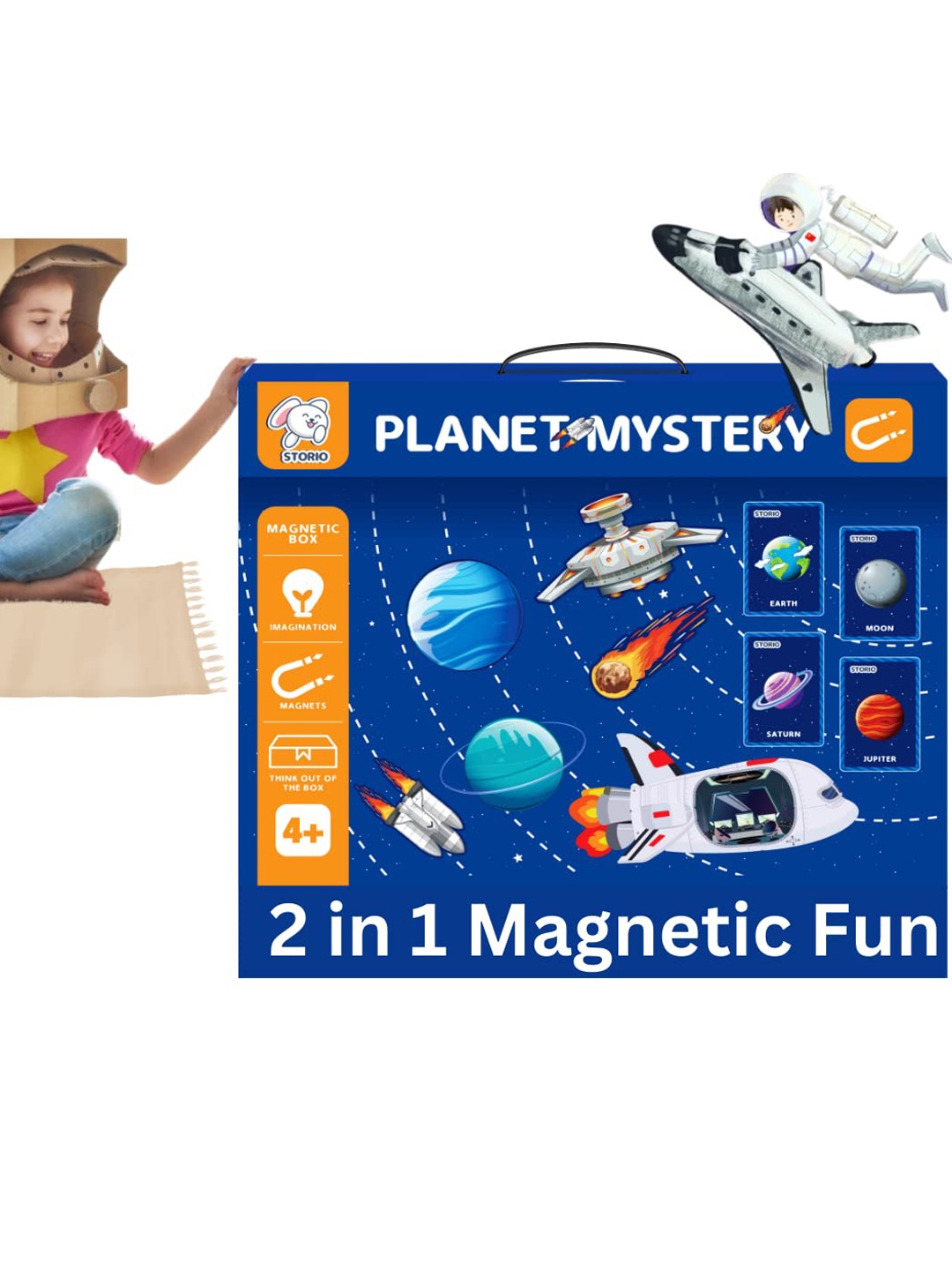

Storio 2-in-1 Magnetic Box Series Solar System Planet Mystery Puzzles Educational Toys, White