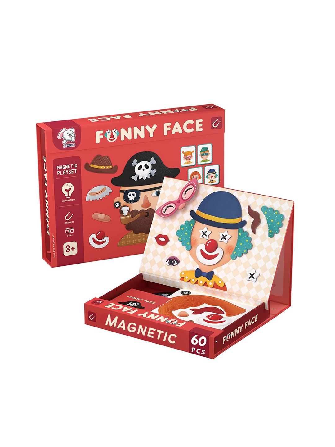 

Storio Magnetic Box Series - Funny Faces Puzzles Educational Toys (60 Magnet Pcs), Multi