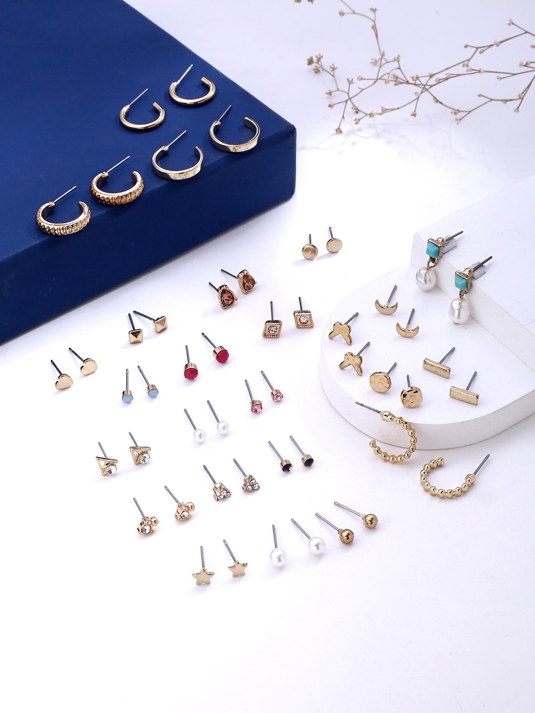 

Yellow Chimes Set Of 24 Gold-Plated Contemporary Earrings