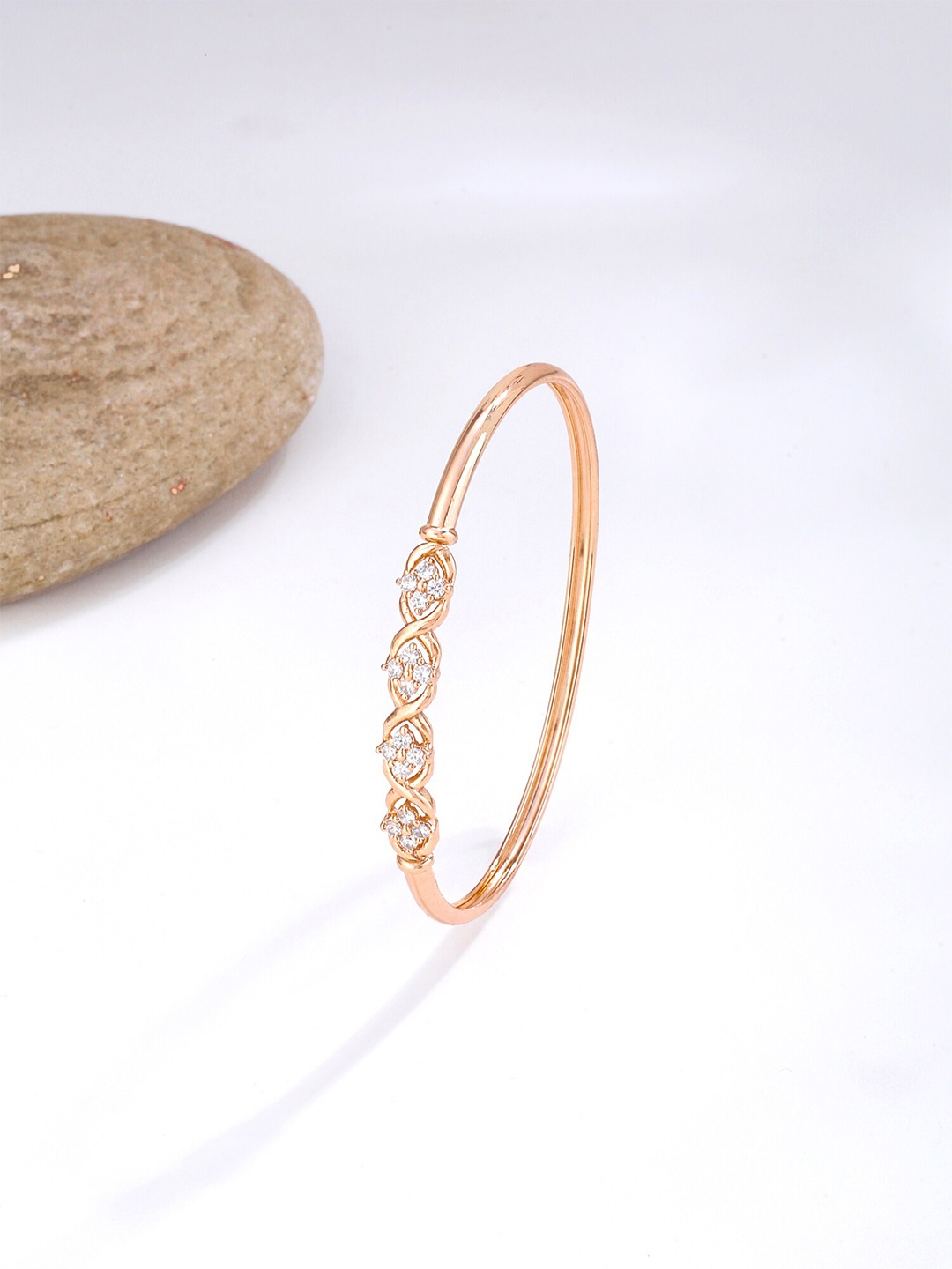 

Yellow Chimes Rose Gold-Plated Crystals Studded Bangle-Style Bracelet