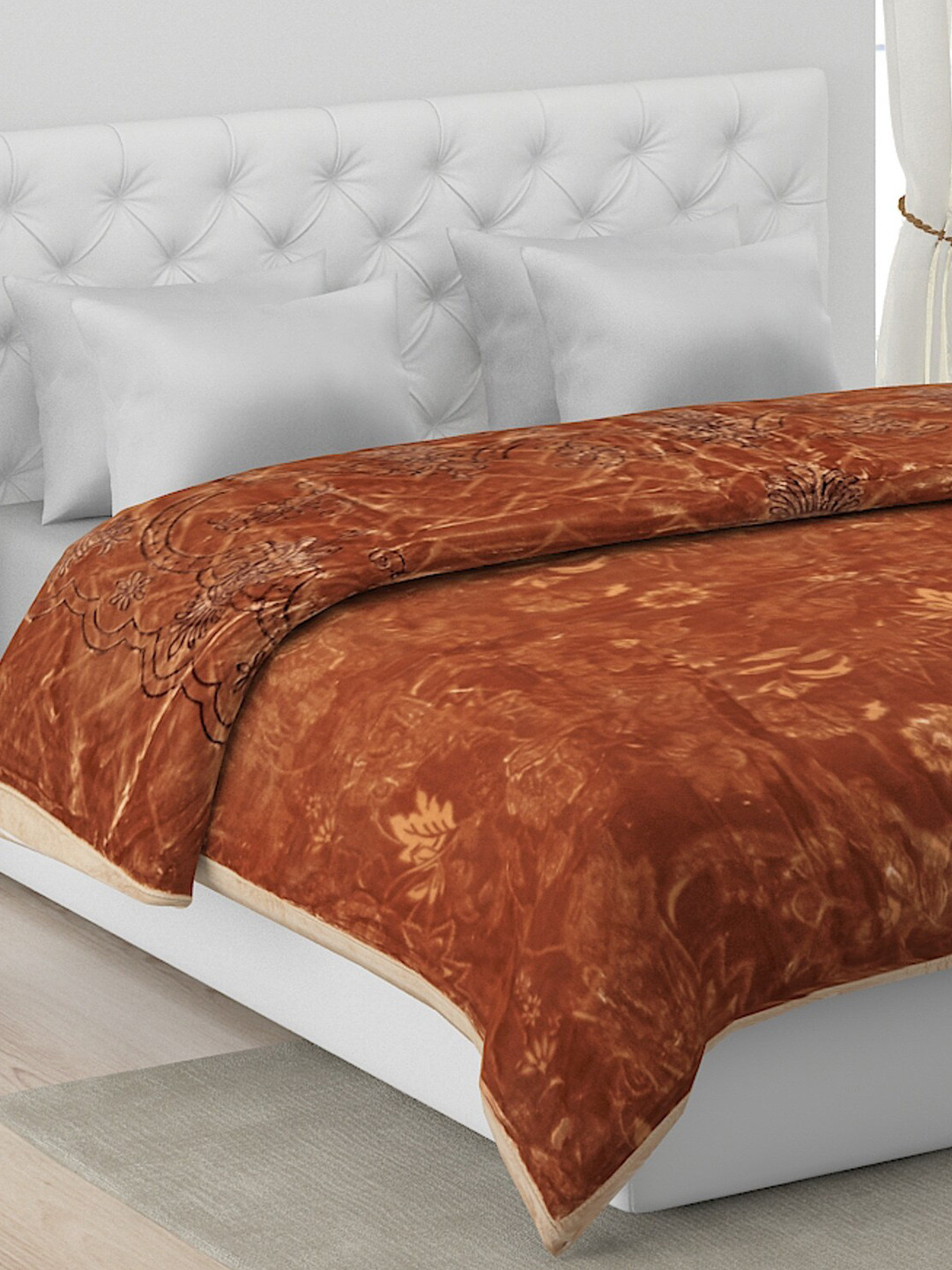 

Monte Carlo Brown Floral 5200 GMS Heavy Winter Double Bed Blanket