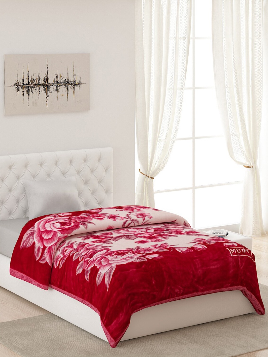 

Monte Carlo Red & White Floral Heavy Winter 3000 GSM Single Bed Blanket